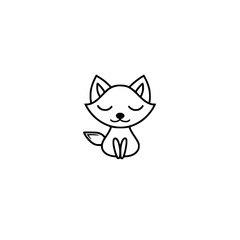 fox logo icon,simple,vector,black and white, white background,clear color, silhouette,clear line Generative AI