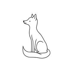 fox logo icon,simple,vector,black and white, white background,clear color, silhouette,clear line Generative AI