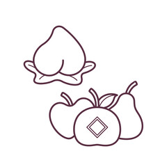 Chinese Lunar New Year simple cartoon decoration line art design outline vector