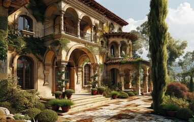 Fototapeta na wymiar Villa in Italian Renaissance Style