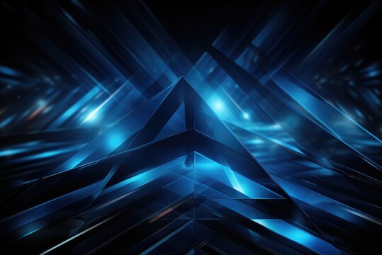 Geometric lines, abstract dark blue horizontal banner background with future technology theme will look amazing on a cover, header, or presentation.