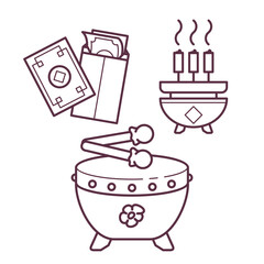 Chinese Lunar New Year simple cartoon decoration line art design outline vector