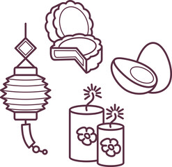 Chinese Lunar New Year simple cartoon decoration line art design outline vector