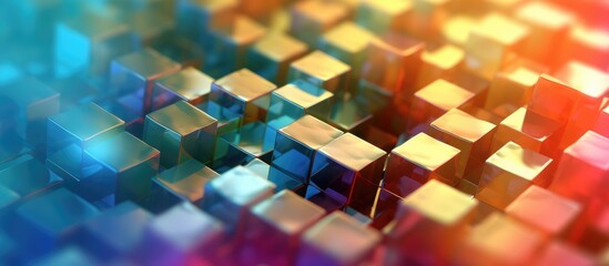 Abstract background with shiny cubes and blurred colored gradients