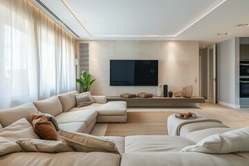 Stylish interior of modern living room with