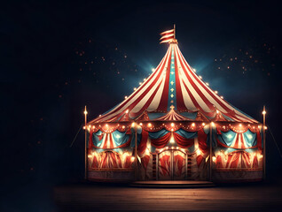 Nighttime Circus Tent Crafte  joyous outdoor  magicial festival celebration ai generative