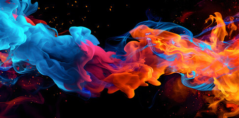 Fire flames on black background