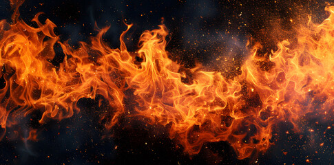 Fototapeta premium Fire flames on black background
