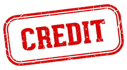 credit stamp. credit rectangular stamp on white background - obrazy, fototapety, plakaty