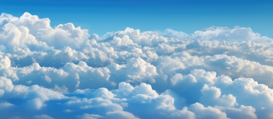 Background of sea of white clouds, Bright bluish sky texture