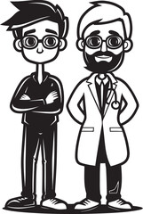 Empathy Illustrated Doctors Connection with Patients Represented in Black Vector Art Healing Harmony Doctors Synergy with Patients Captured in Black Color Vector Logo