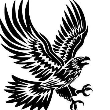 eagle logo icon,simple,vector,black and white, white background,clear color, silhouette,clear line Generative AI
