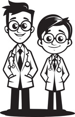 Encounters of Empathy Doctor Patient Stories in Black Iconic Logo Bridging Care Doctor Patient Harmony Illustrated in Black Vector