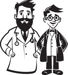 Compassionate Encounters Doctors Journey with Patients in Black Iconic Logo Empathy in Practice Doctor Patient Dynamics in Black Vector Art