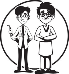 Nurturing Compassion Doctors Kindness Towards Patients in Black Iconic Logo Synergistic Empathy Doctors Understanding of Patients in Black Vector Art