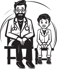 Unity in Care Doctors Empathy for Patients in Black Iconic Design Healing Embrace Doctors Supportive Care for Patients in Black Vector Art