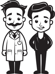 Path to Healing Doctors Empathy Towards Patients in Black Color Vector Logo Unity in Care Doctors Empathy for Patients in Black Iconic Design