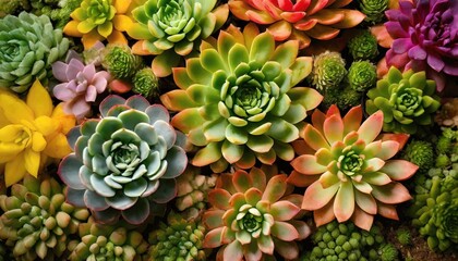 colourful succulent plants background  plant texture