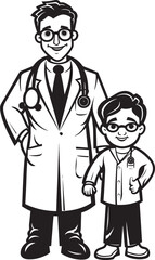 Nurturing Empathy Doctors Understanding of Patients in Black Iconic Logo Pathways to Compassion Doctor Patient Dynamics in Black Vector Design