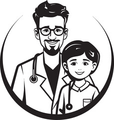 Pathways to Compassion Doctor Patient Dynamics in Black Vector Design Empathic Expressions Doctors Understanding of Patients in Black Iconic Art