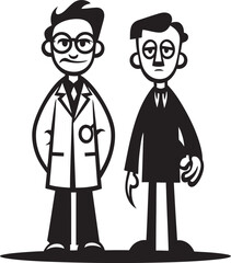 Empathetic Encounters Doctors Connection with Patients in Black Vector Logo Healing Harmony Doctors Synergy with Patients in Black Iconic Design