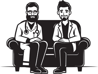 Compassionate Commitment Doctors Dedication to Patients in Black Vector Logo Bonding for Better Doctors Collaboration with Patients in Black Iconic Art