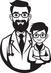 Understanding Unity Doctor Patient Connection in Black Color Vector Logo Compassionate Journey Doctors Path Alongside Patients in Black Iconic Art