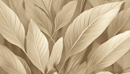 abstraction of leaves in beige tones for wallpaper frescoes