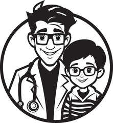 Synergistic Healing Doctors Collaborative Approach in Black Vector Art Empathetic Bonds Doctors Understanding of Patients in Black Iconic Logo