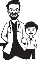 Empathetic Bonds Doctors Understanding of Patients in Black Iconic Logo Nurturing Compassion Doctors Kindness Towards Patients Expressed in Black Vector Design