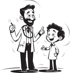 Vectorizing Empathy Doctor Patient Bonds in Black Graphic Symbolism Harmonious Healing Doctor Patient Synergy in Black Vector Illustration
