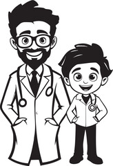 Empathetic Engravings Doctor Patient Unity in Black Vector Symbolism Healing Bonds Doctor Patient Connection in Black Vector Logo Design