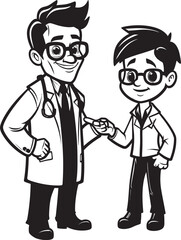 Nurturing Wellness Doctor Patient Synergy Expressed in Black Color Vector Logo Healing Hearts Black Vector Icon Depicting Doctors Care for Patients