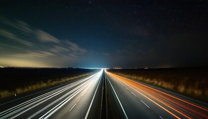 Fototapeta na wymiar a long exposure photo of a highway at night 