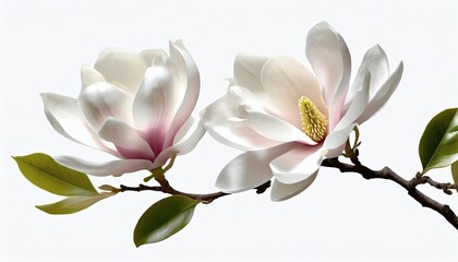 elegant magnolia blooms with velvety petals isolated on a background for design layouts