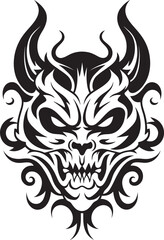 Blackened Icon Vector Sigil of Mystery Malevolent Majesty Sinister Devilhead Tattoo Vector