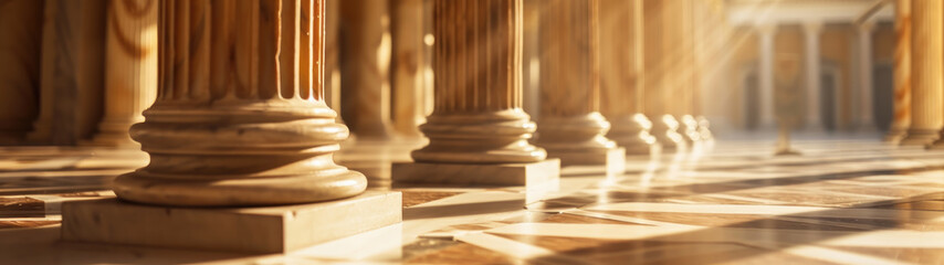 Classical columns and arches.