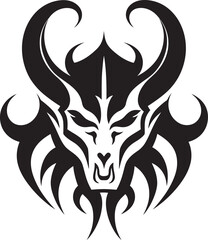 Abyssal Legacy Evil Devilhead Icon in Black Shadowed Sovereignty Devilhead Tattoo Design in Ebony