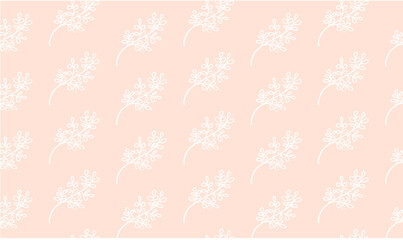 cute peach fuzz color floral pattern background with flowers and leaves