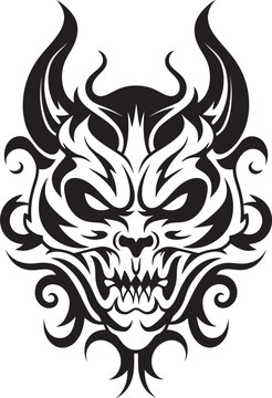 Blackened Icon Vector Sigil of Mystery Malevolent Majesty Sinister Devilhead Tattoo Vector