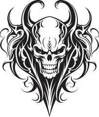 Sinister Seal Black Devilhead Design Vector Ebon Enigma Evil Devilhead Logo in Obsidian Hue