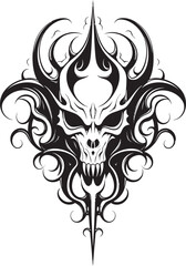 Obsidian Oath Devilhead Tattoo Icon in Dark Shade Sinister Seal Black Devilhead Design Vector
