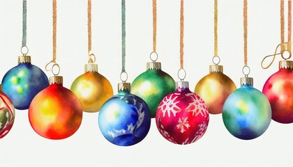 watercolor christmas balls for decorations on white background christmas ornaments new year decoration elements for invitation greeting card flayer story book and fairy tail