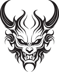 Dark Dominion Devilhead Tattoo Vector in Ebony Temptation Token Evil Devilhead Icon in Black