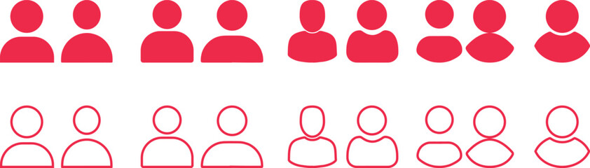 user avatars, social network symbols, simplified human figures, top and bottom rows, repetitive pattern, blue and white color scheme, digital user representation, abstract user icons