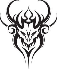 Abyssal Legacy Evil Devilhead Icon in Black Vector Stygian Symbolism Devilhead Tattoo Design in Ebony Vector
