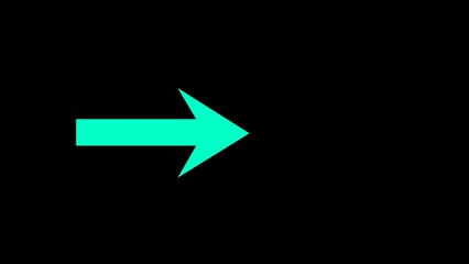 Sky blue arrow pointing to the right. Collection different arrows sign Flashing neon icon to the right arrow.  3d rendering. Directional arrow icon illustration on black background.