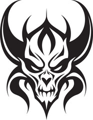 Obsidian Omen Evil Devilhead Icon in Black Stygian Symbolism Sinister Devilhead Vector Logo