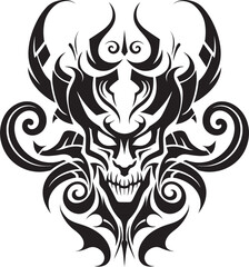 Ebon Enigma Vector Devilhead Design for the Dark Obsidian Omen Evil Devilhead Icon in Black