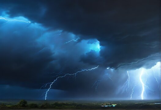 A picture of a storm with a bright blue light in the background. from Generative AI